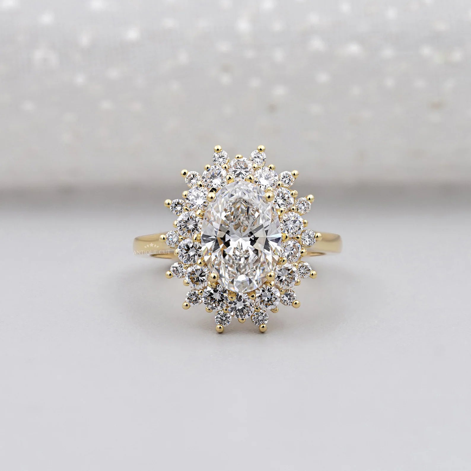 3.00TCW Oval Diamond Engagement Ring, Round Halo, Lab Diamond Ring | IGI Certified D-E-F VVS-VS.