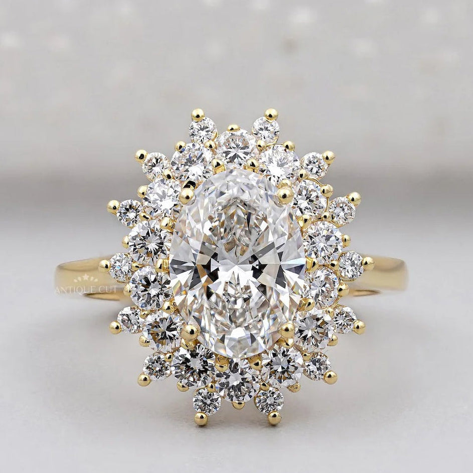 Double halo diamond engagement ring