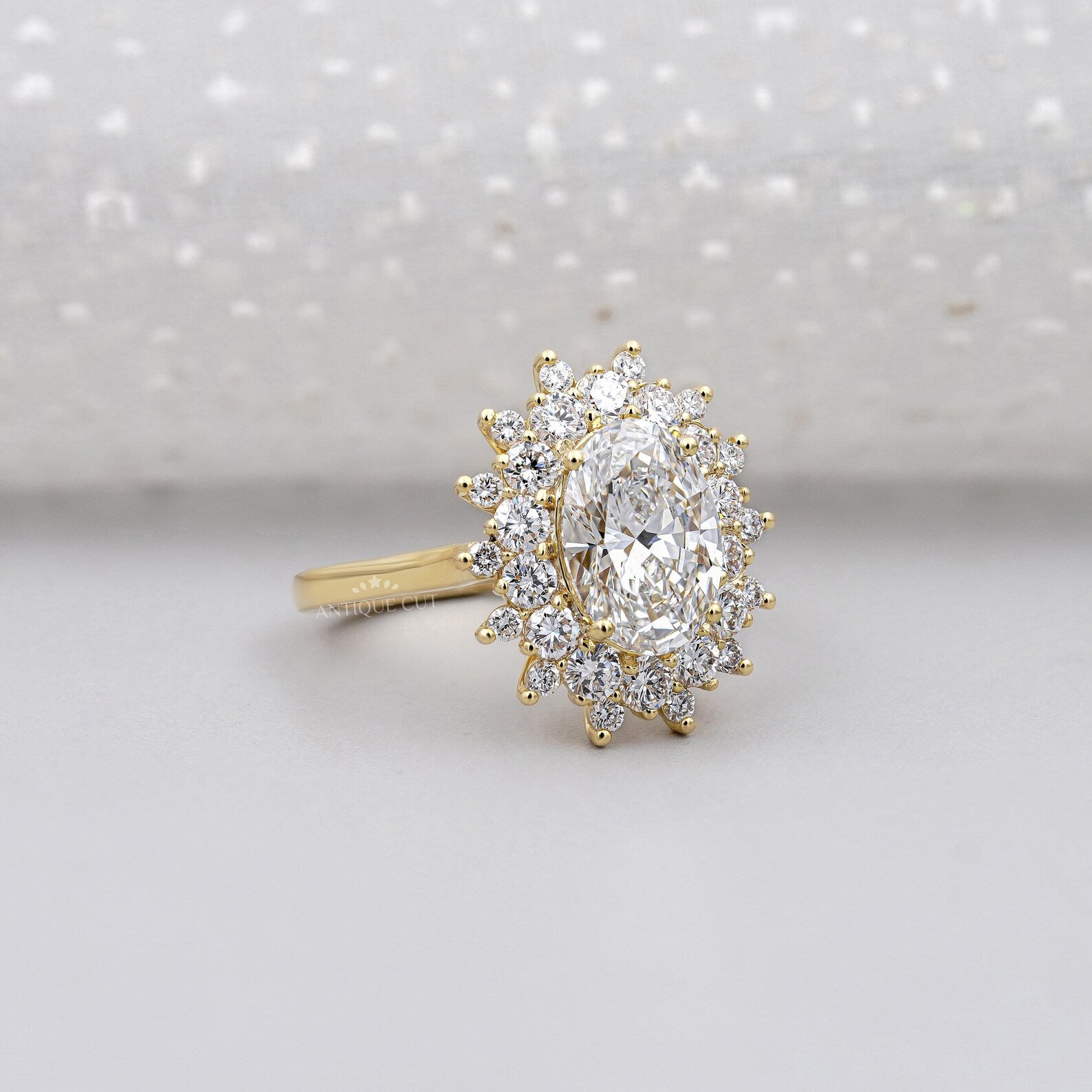 3.00TCW Oval Diamond Engagement Ring, Round Halo, Lab Diamond Ring | IGI Certified D-E-F VVS-VS.