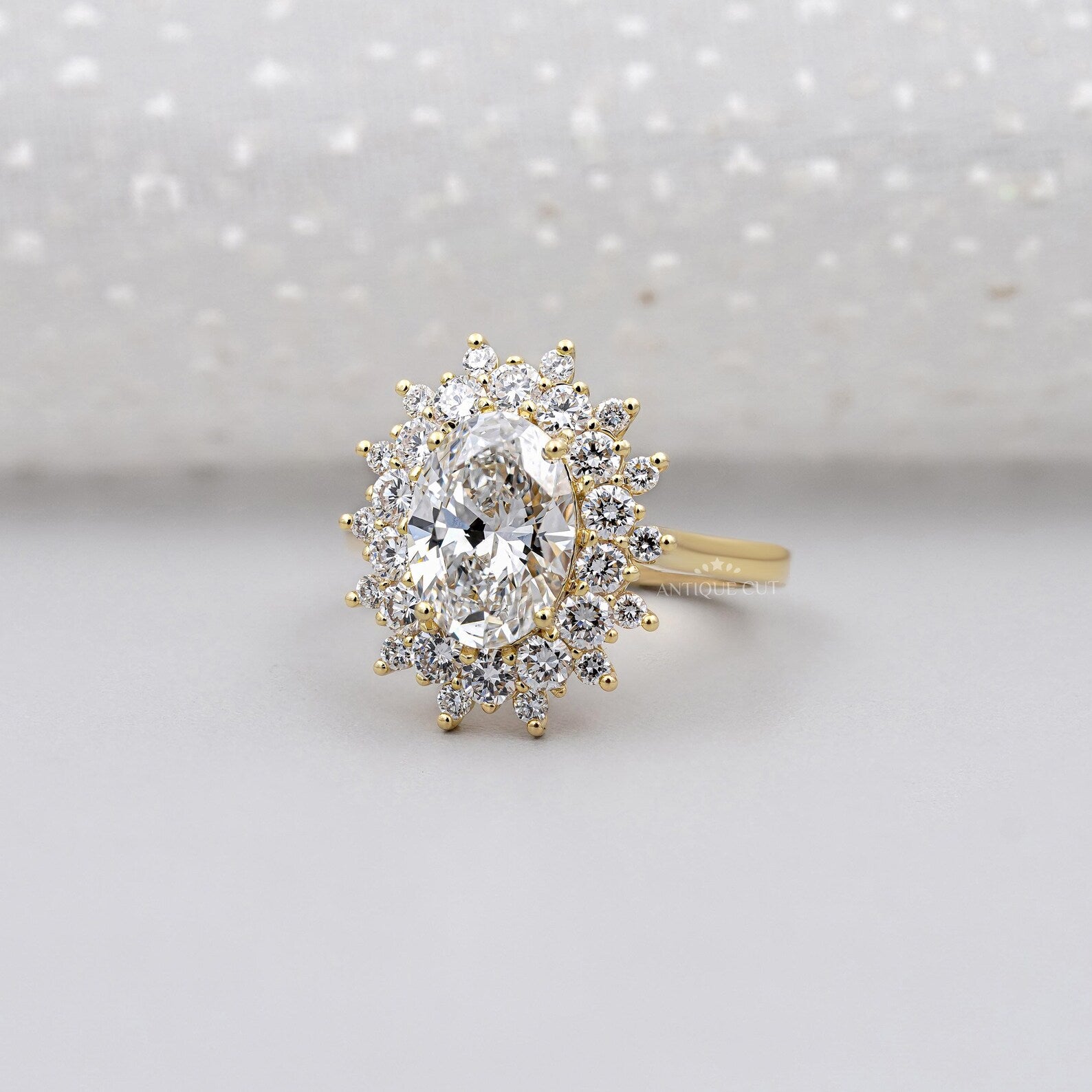 3.00TCW Oval Diamond Engagement Ring, Round Halo, Lab Diamond Ring | IGI Certified D-E-F VVS-VS.