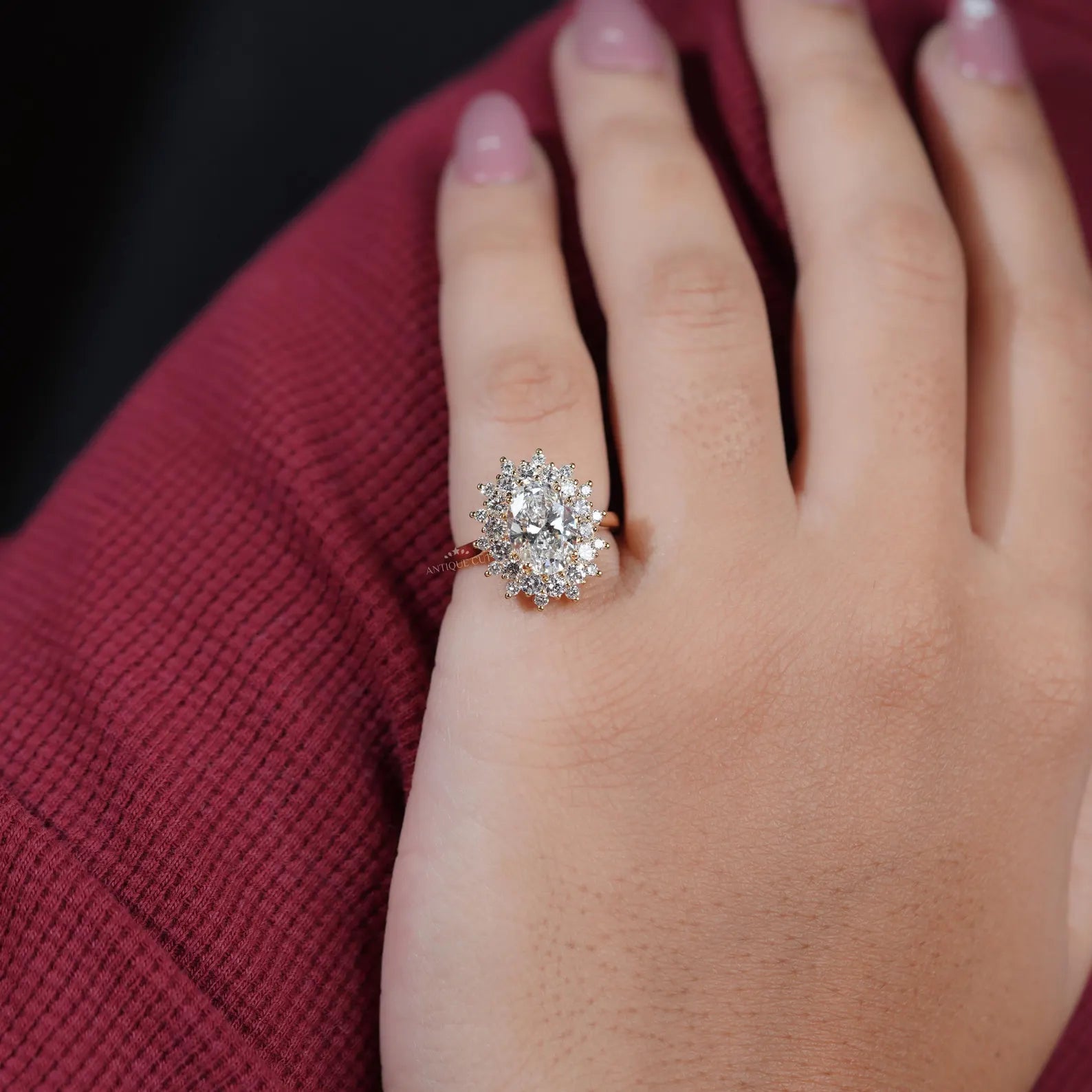 3.00TCW Oval Diamond Engagement Ring, Round Halo, Lab Diamond Ring | IGI Certified D-E-F VVS-VS.