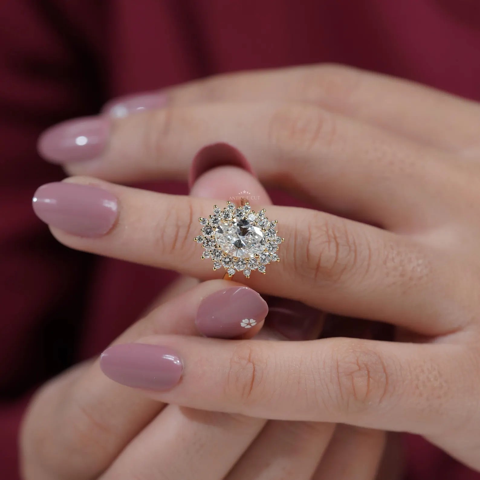 3.00TCW Oval Diamond Engagement Ring, Round Halo, Lab Diamond Ring | IGI Certified D-E-F VVS-VS.