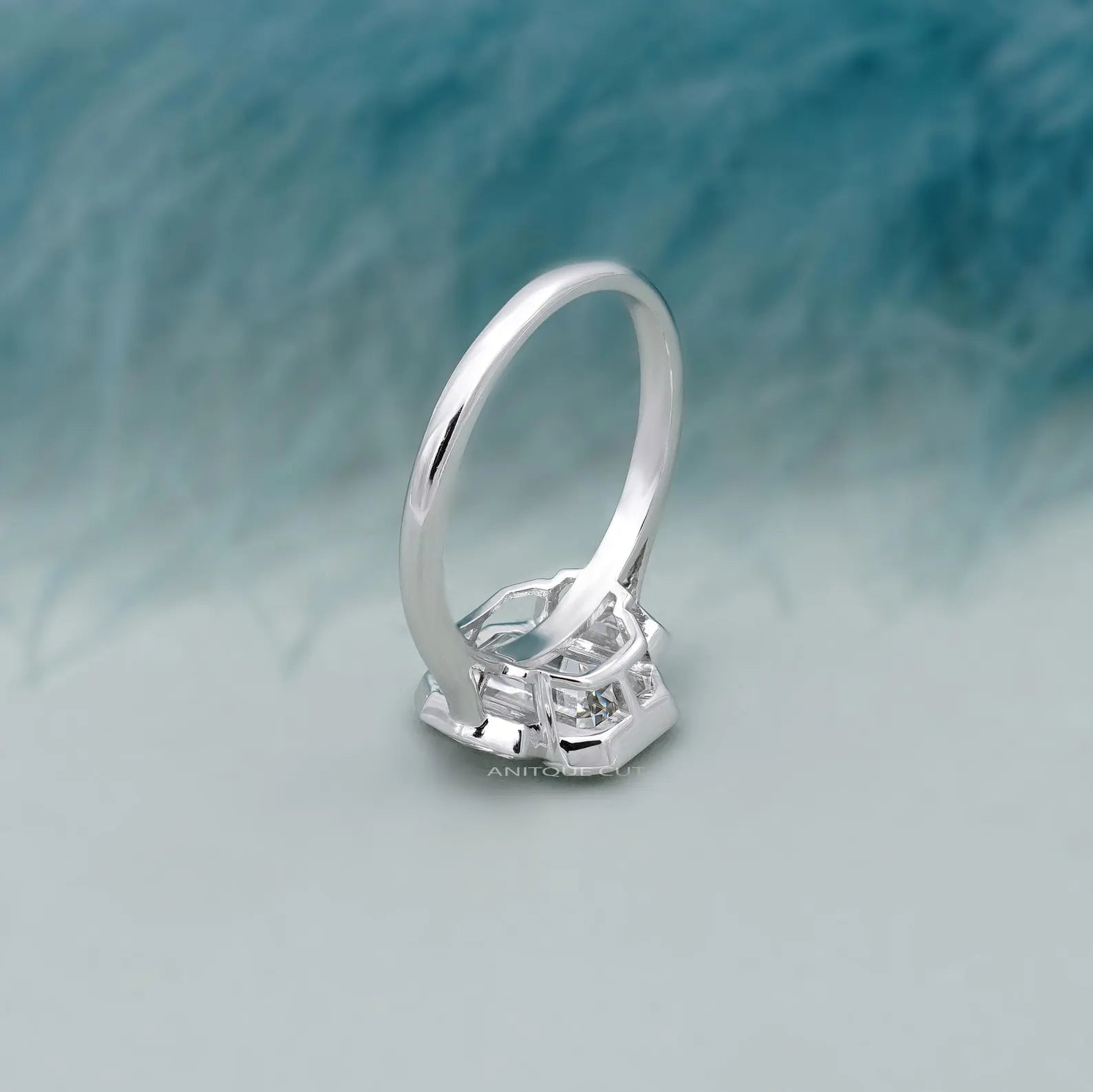 3.60TCW Emerald Cut Three-Stone Engagement Ring | 3ct Emerald Center Diamond | Cadillac Side Stones | Lab Grown | DEF Color | VVS–VS Clarity