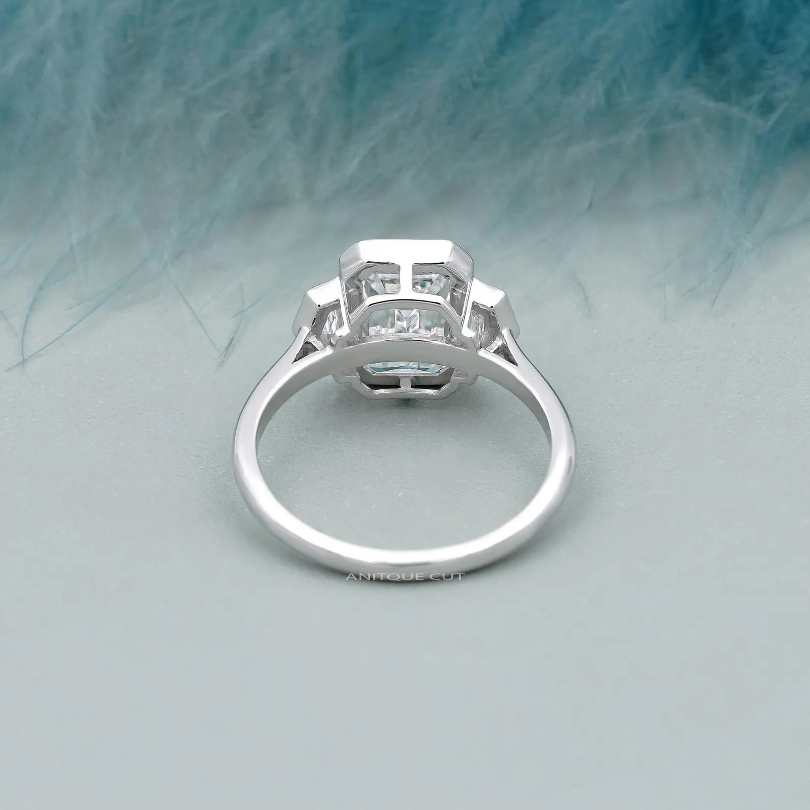 3.60TCW Emerald Cut Three-Stone Engagement Ring | 3ct Emerald Center Diamond | Cadillac Side Stones | Lab Grown | DEF Color | VVS–VS Clarity
