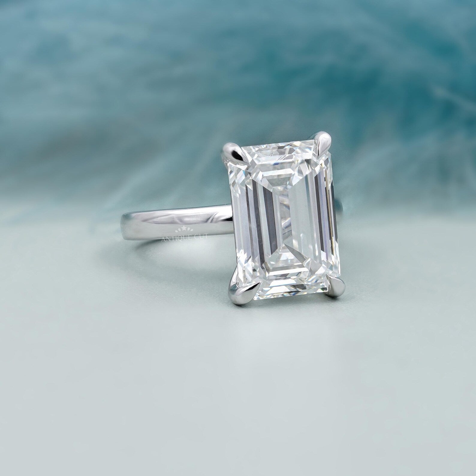 8.00TCW Emerald Cut Diamond Engagement Ring | Solitaire Ring | Lab Grown Diamond | IGI Certified D-E-F VVS-VS.