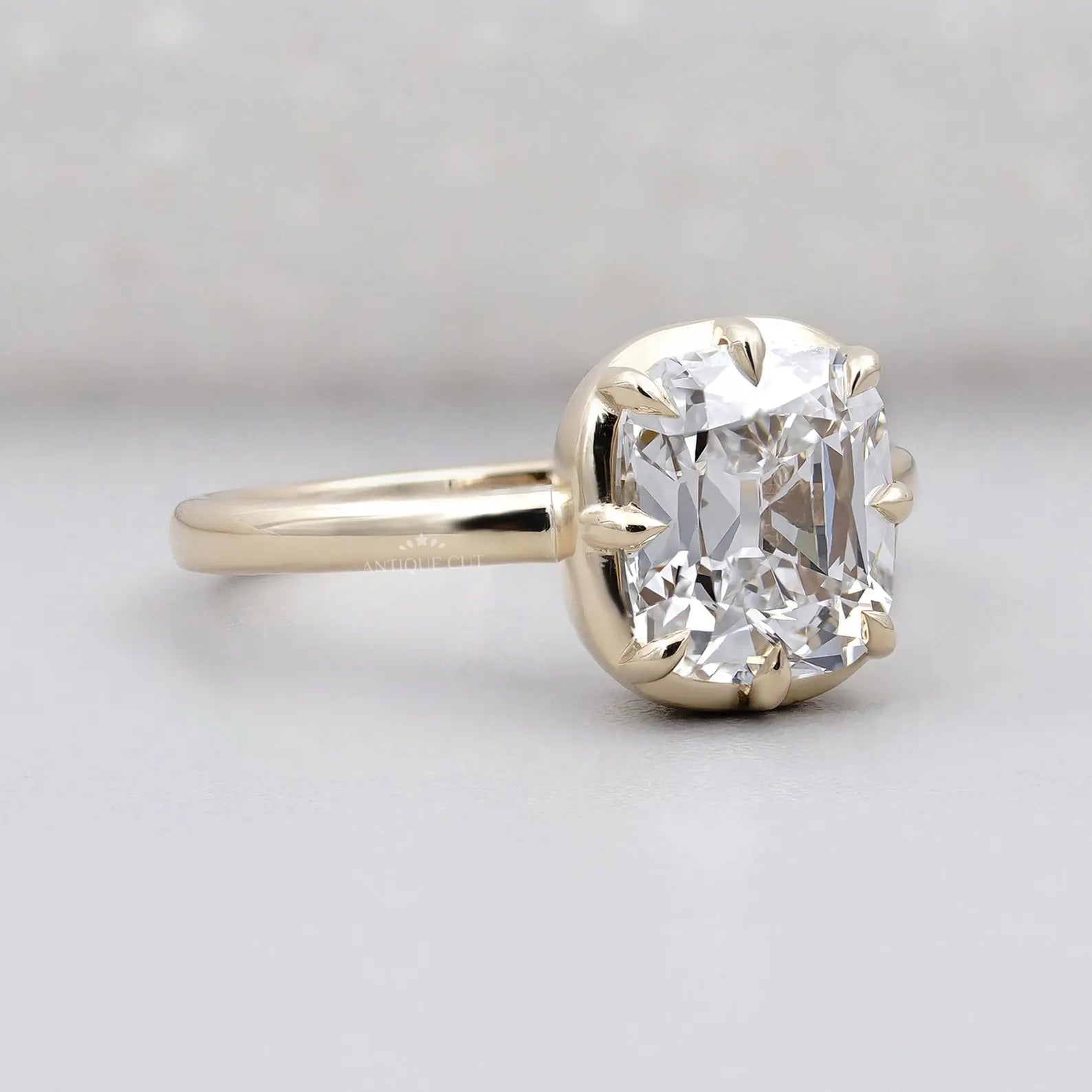 5.30TCW Cushion Cut Diamond Engagement Ring | Hidden Halo Ring | Lab Grown Diamond | Yellow Gold | IGI Certified D-E-F VVS-VS.