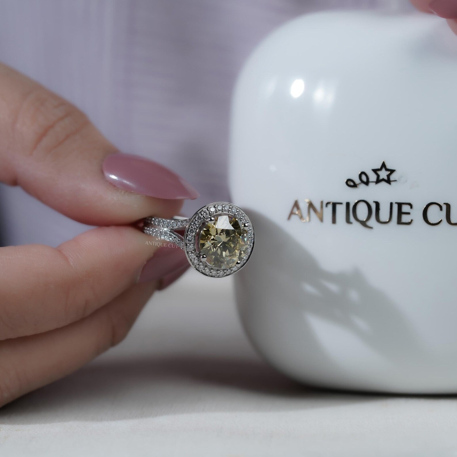 4.25TCW Fancy Yellow Round Cut Halo Diamond Engagement Ring | Split Shank | Lab Grown Diamond Ring IGI Certified D-E-F VVS-VS.