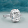 Lab grown cushion halo engagement ring