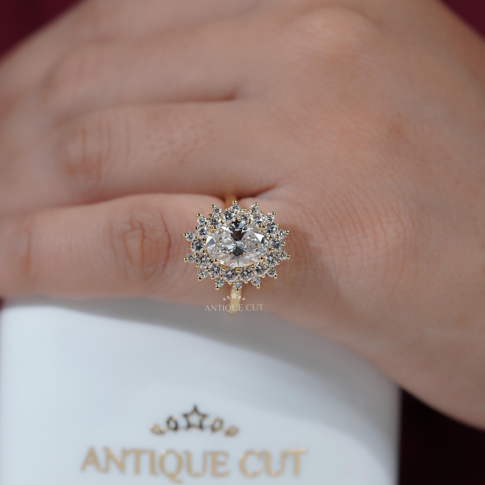 3.00TCW Oval Diamond Engagement Ring, Round Halo, Lab Diamond Ring | IGI Certified D-E-F VVS-VS.