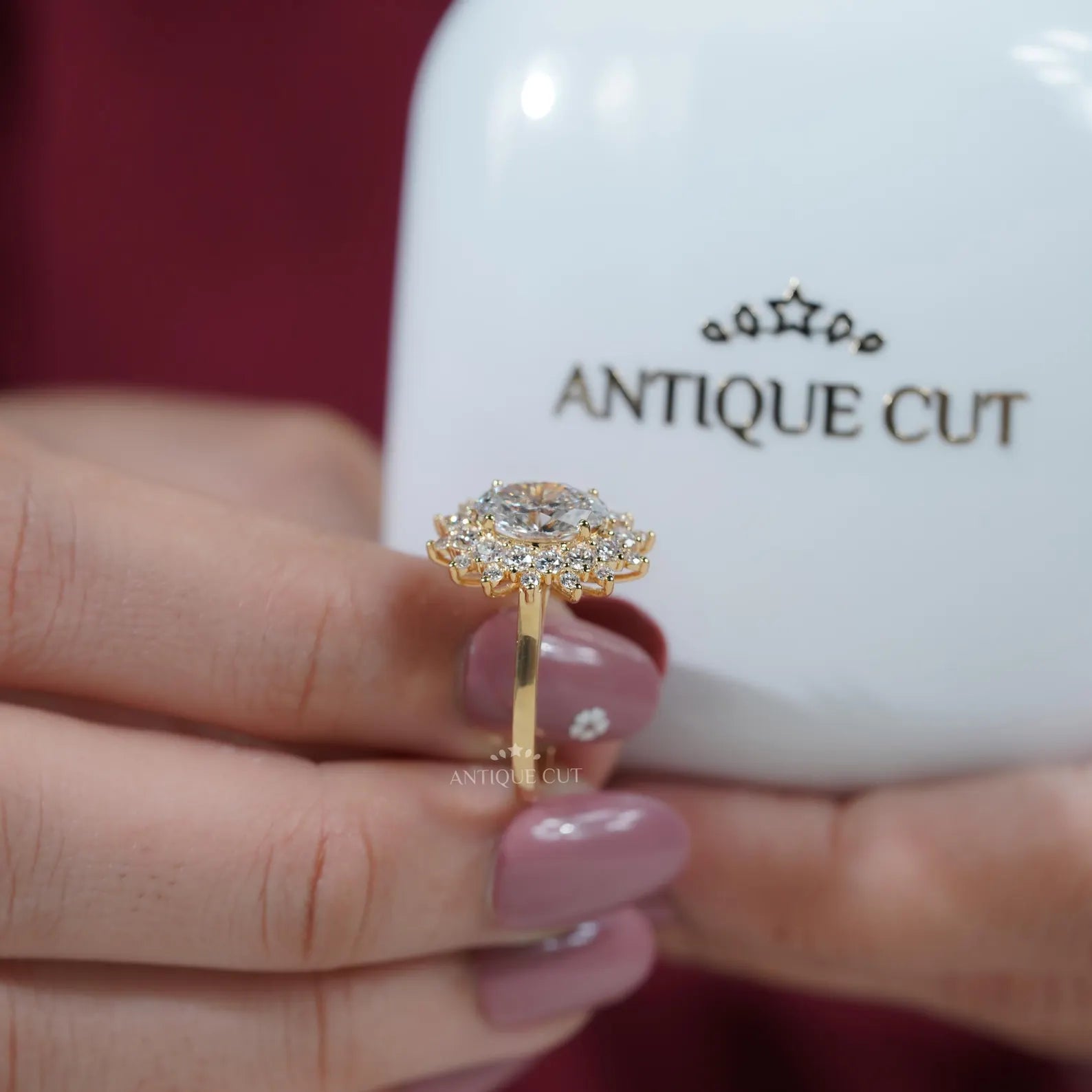 3.00TCW Oval Diamond Engagement Ring, Round Halo, Lab Diamond Ring | IGI Certified D-E-F VVS-VS.