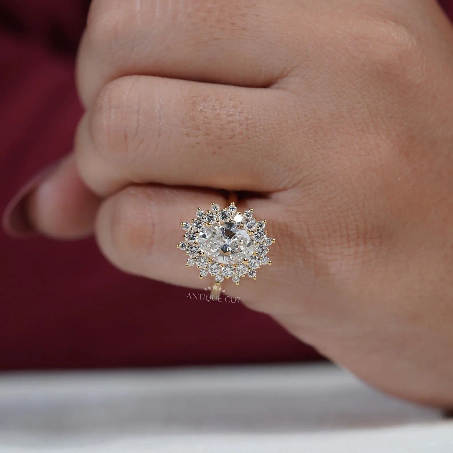 3.00TCW Oval Diamond Engagement Ring, Round Halo, Lab Diamond Ring | IGI Certified D-E-F VVS-VS.