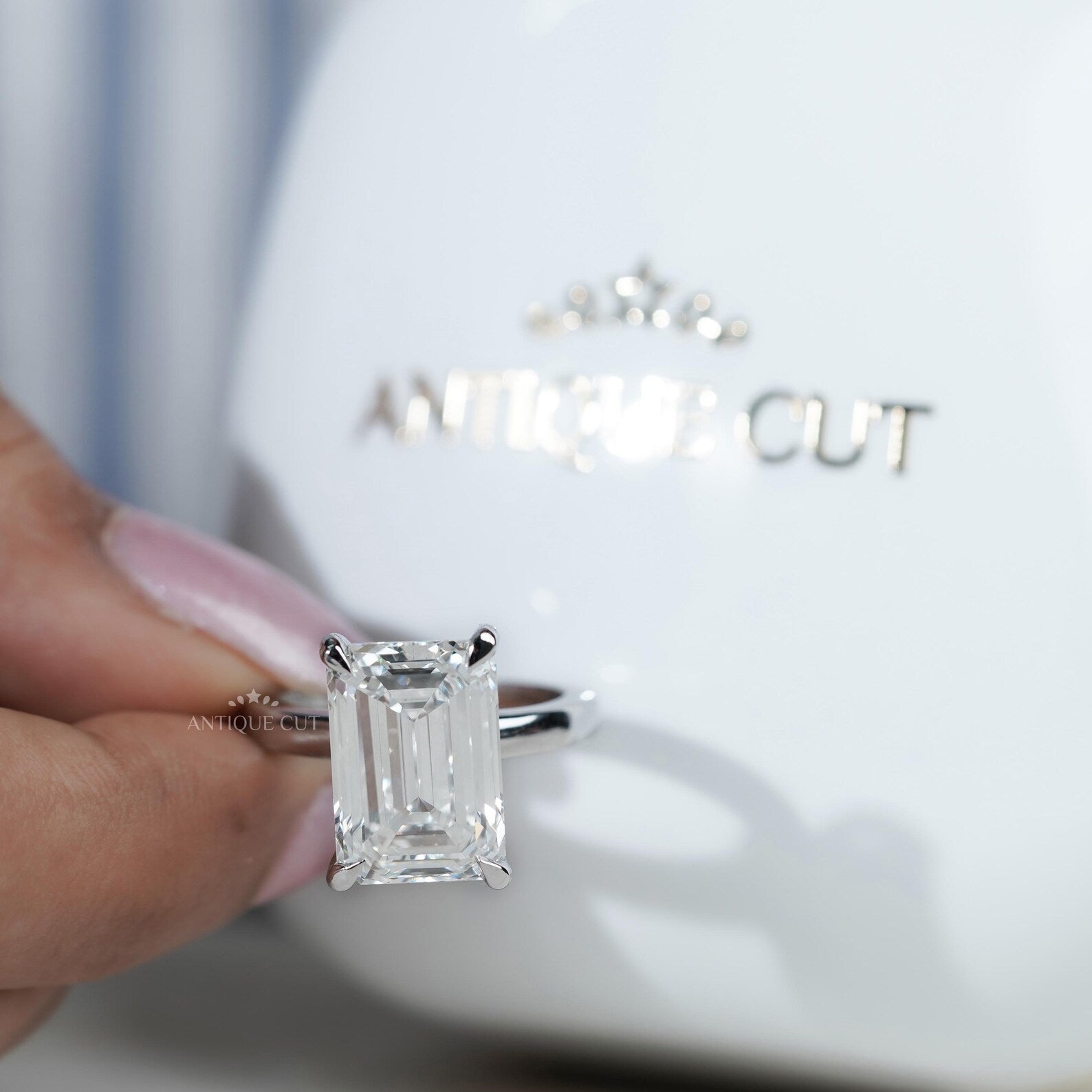 8.00TCW Emerald Cut Diamond Engagement Ring | Solitaire Ring | Lab Grown Diamond | IGI Certified D-E-F VVS-VS.