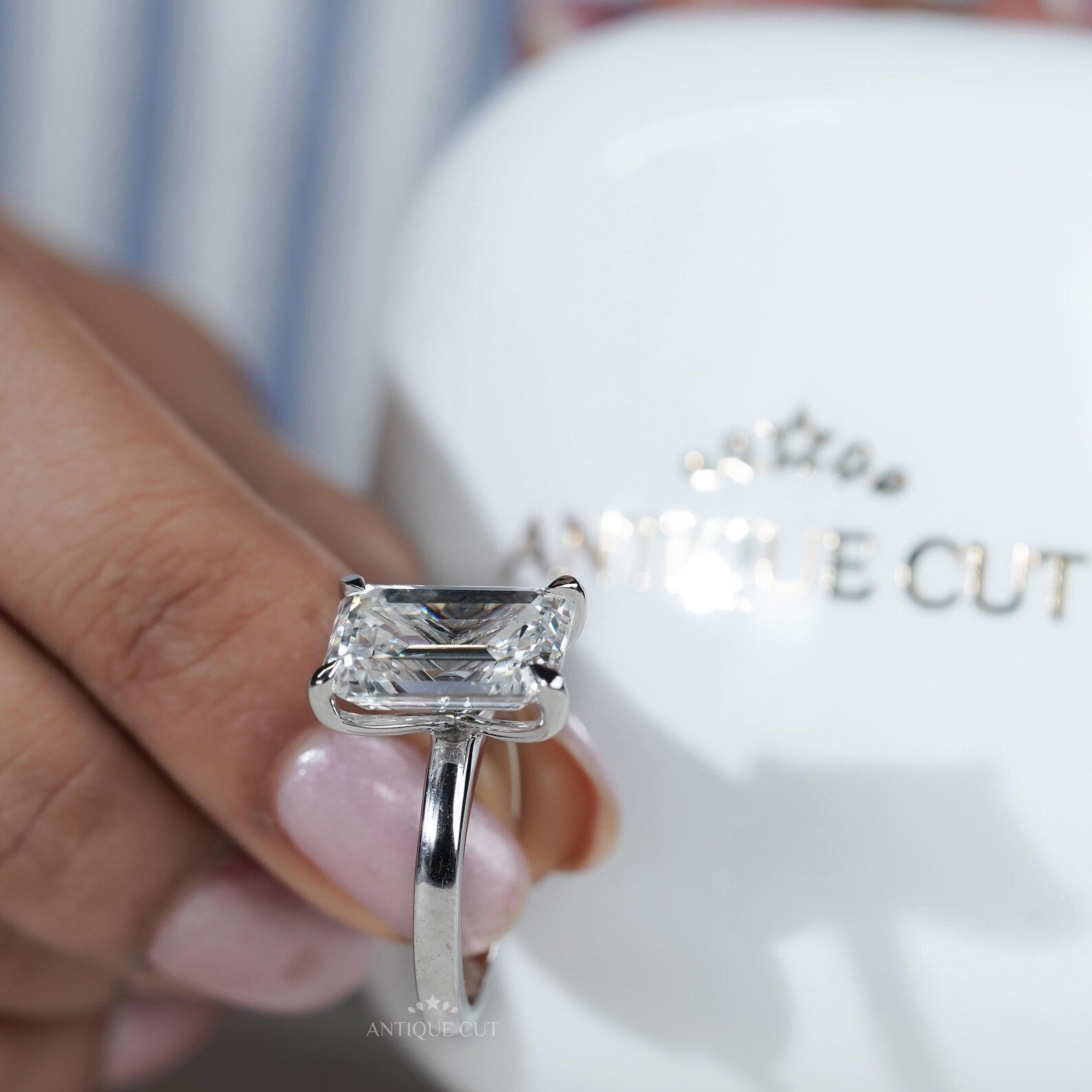 8.00TCW Emerald Cut Diamond Engagement Ring | Solitaire Ring | Lab Grown Diamond | IGI Certified D-E-F VVS-VS.