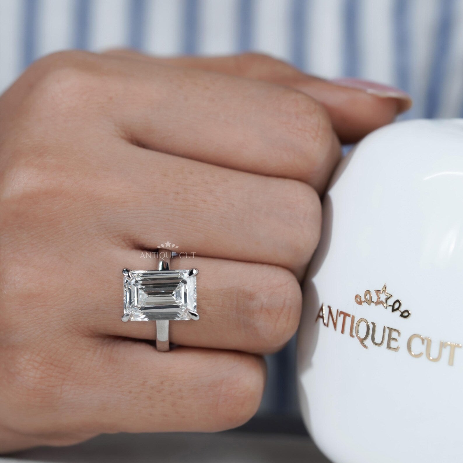 8.00TCW Emerald Cut Diamond Engagement Ring | Solitaire Ring | Lab Grown Diamond | IGI Certified D-E-F VVS-VS.