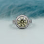4.25TCW Fancy Yellow Round Cut Halo Diamond Engagement Ring | Split Shank | Lab Grown Diamond Ring IGI Certified D-E-F VVS-VS.