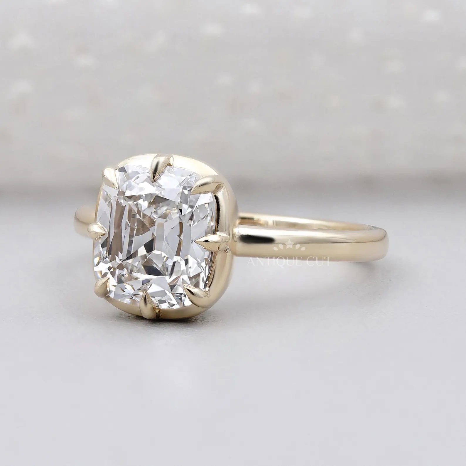 5.30TCW Cushion Cut Diamond Engagement Ring | Hidden Halo Ring | Lab Grown Diamond | Yellow Gold | IGI Certified D-E-F VVS-VS.