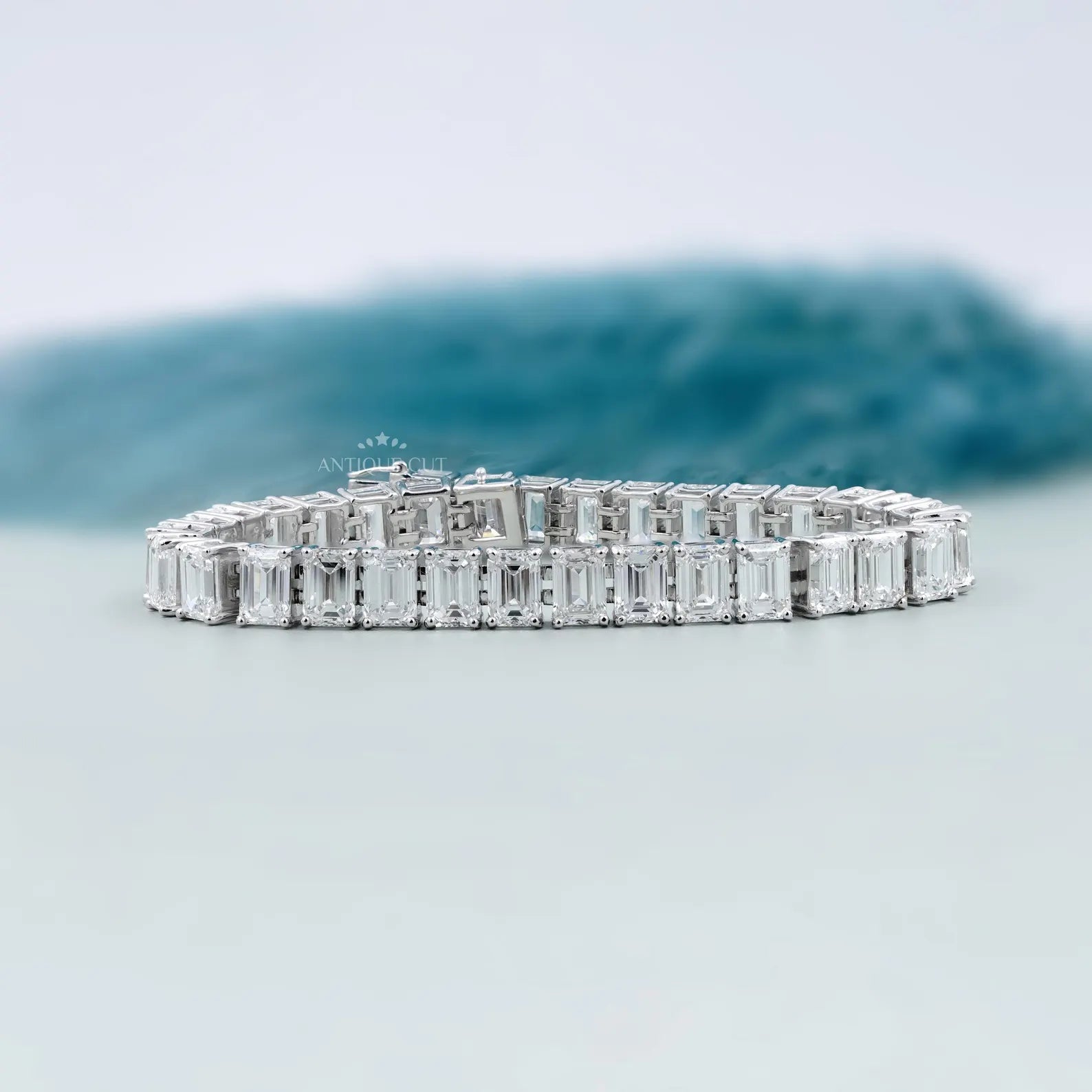 Diamond bracelet on a light gray background