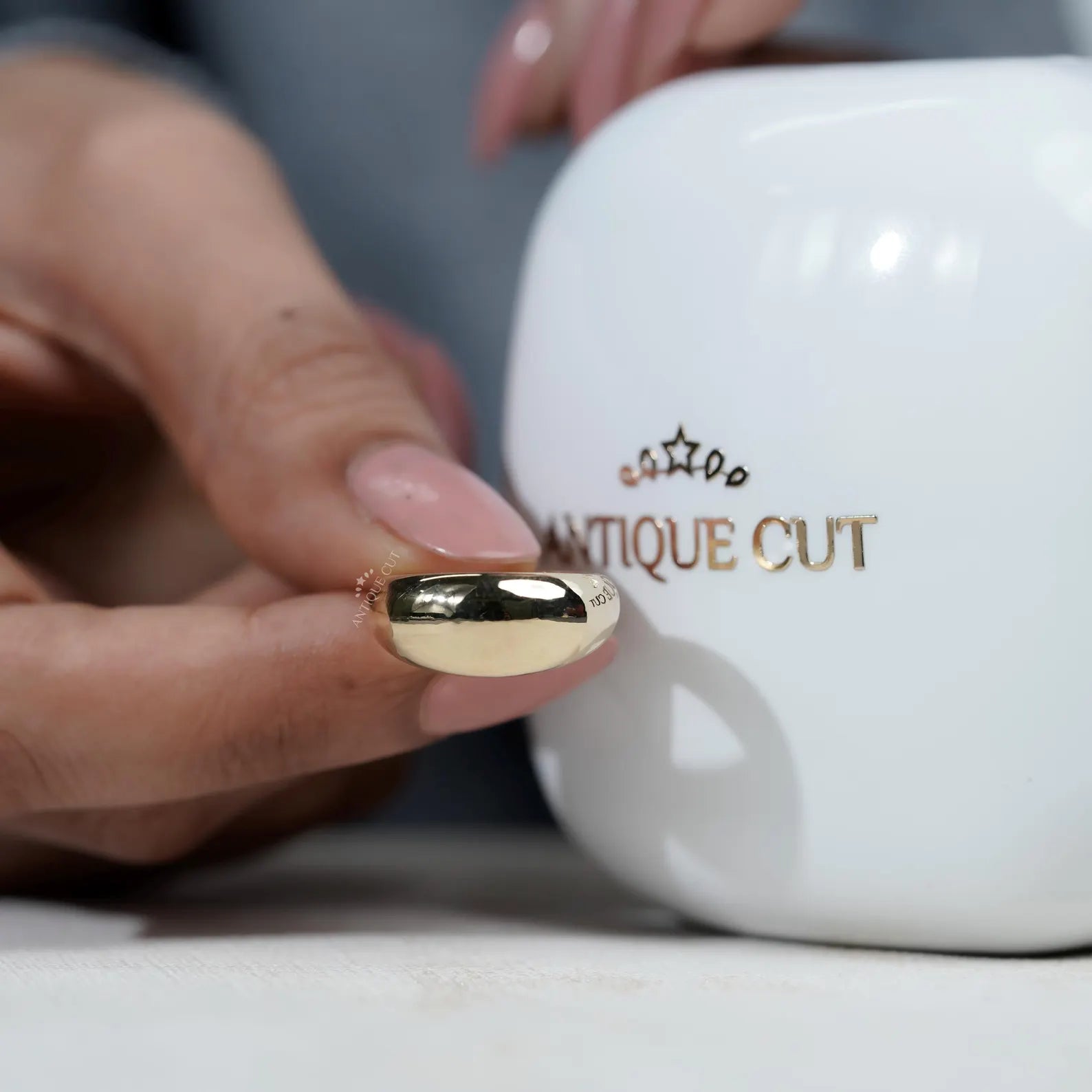 Personalized 14k gold ring dome