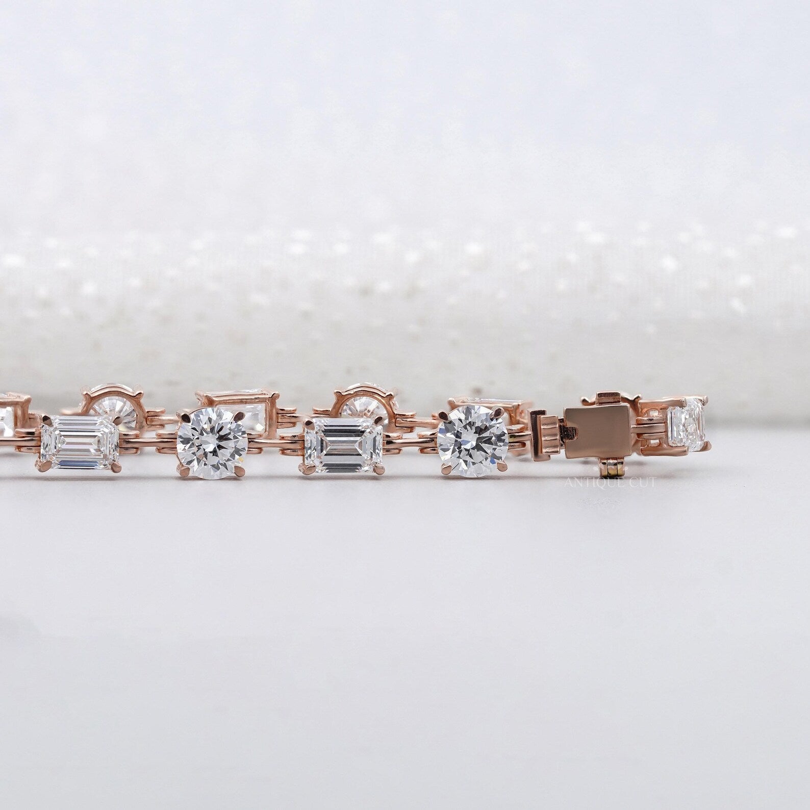 Emerald & Round Cut Lab Grown Diamond Tennis Bracelet | White, Yellow Or Rose Gold