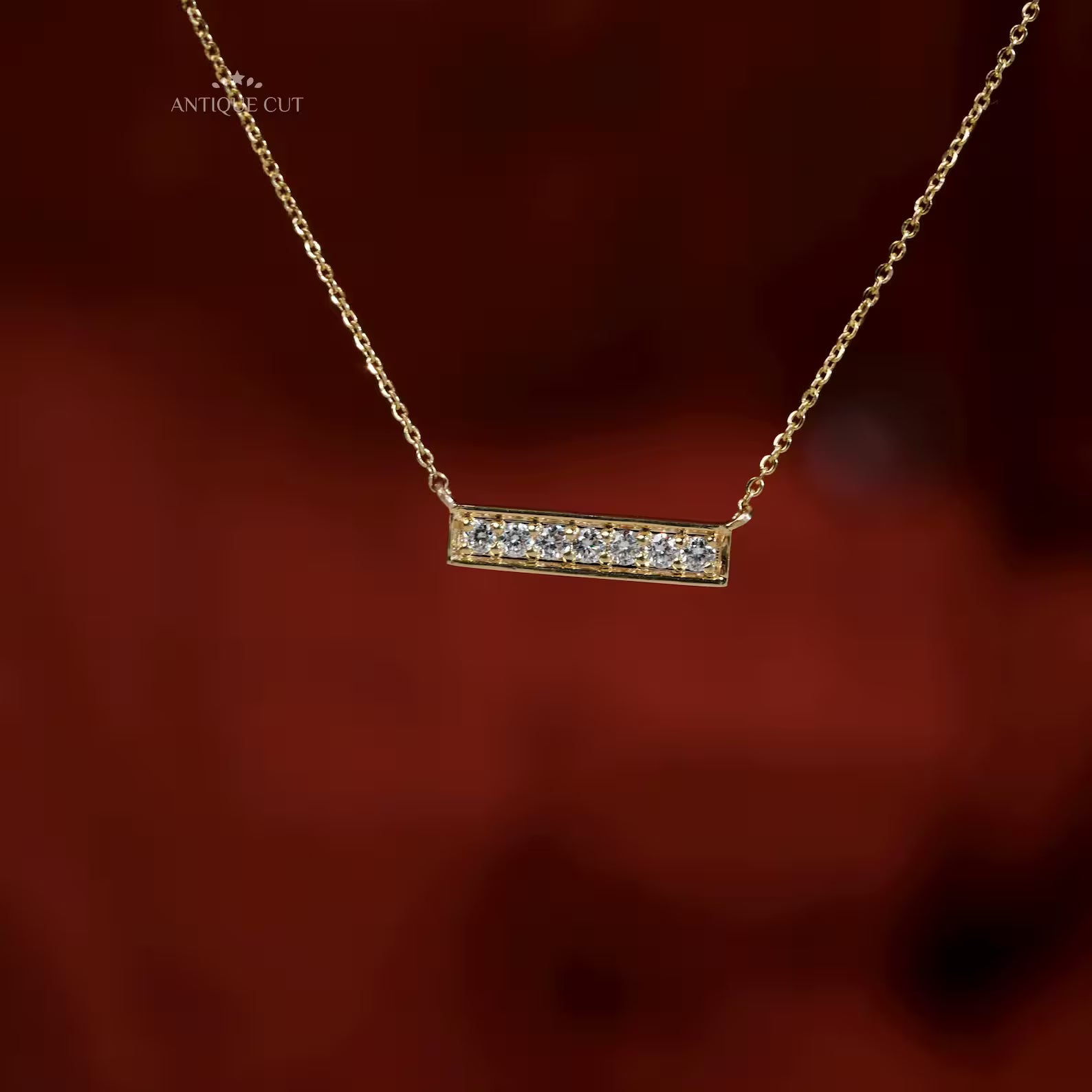 Round Cut Diamond Bar Pendant