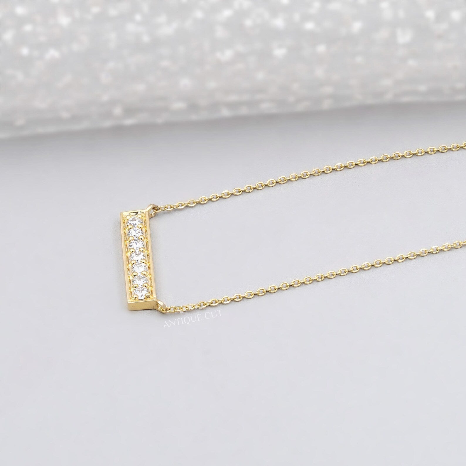 Round Cut Diamond Bar Pendant