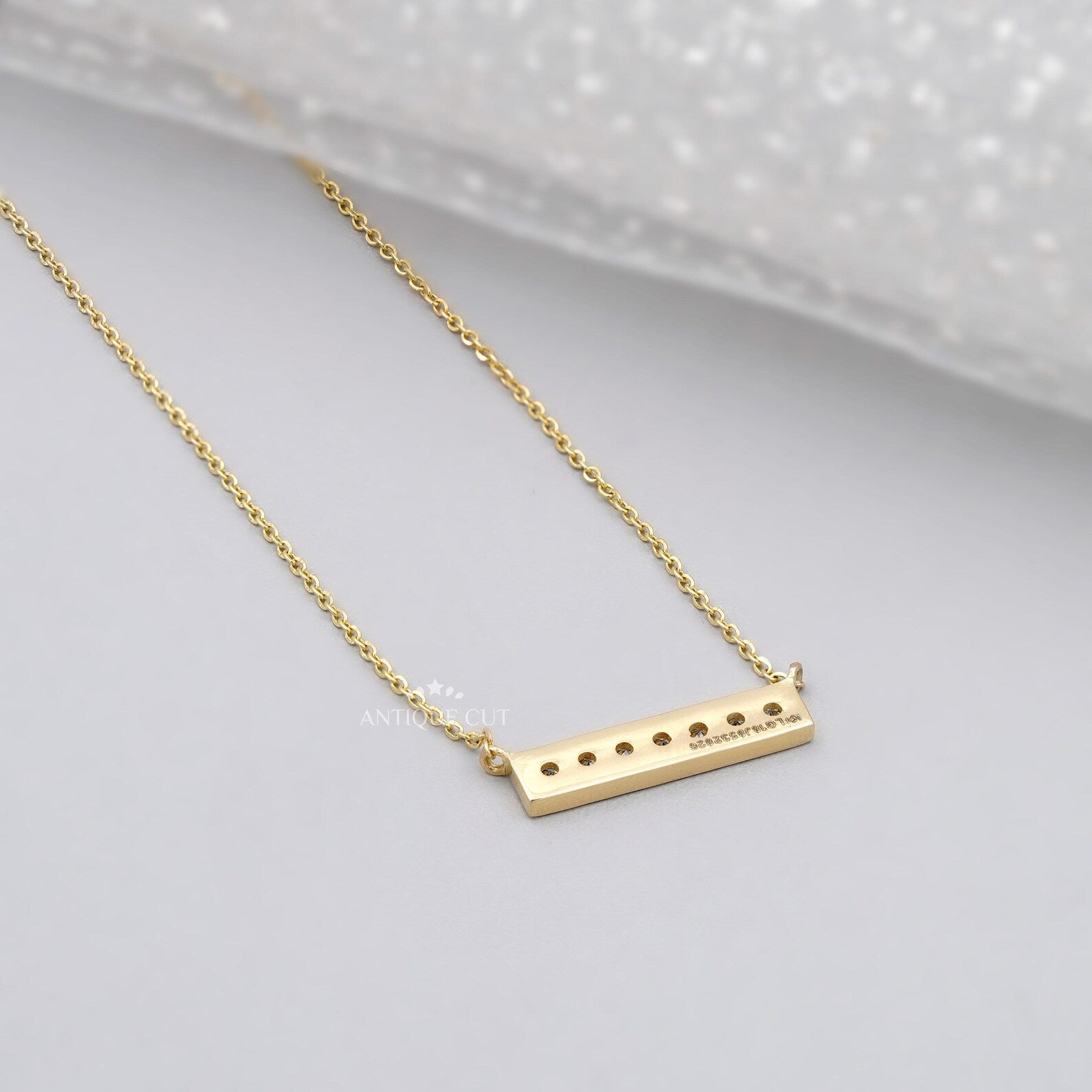 Round Cut Diamond Bar Pendant