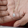 Classic pear cut pendant with halo diamonds