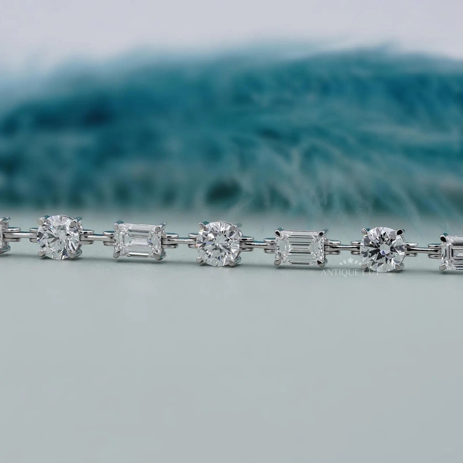 Diamond bracelet on a light gray background 