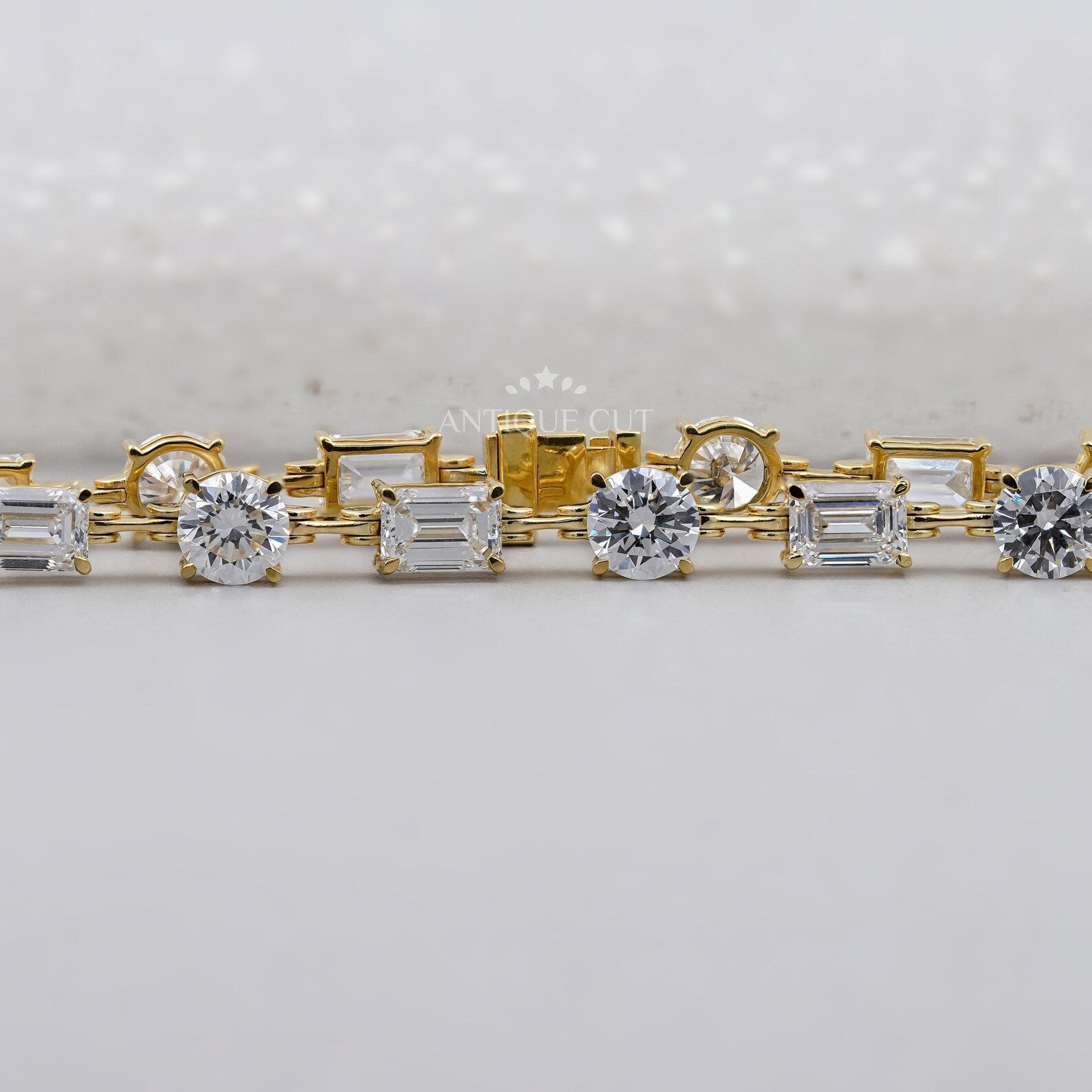 Emerald & Round Cut Lab Grown Diamond Tennis Bracelet | White, Yellow Or Rose Gold