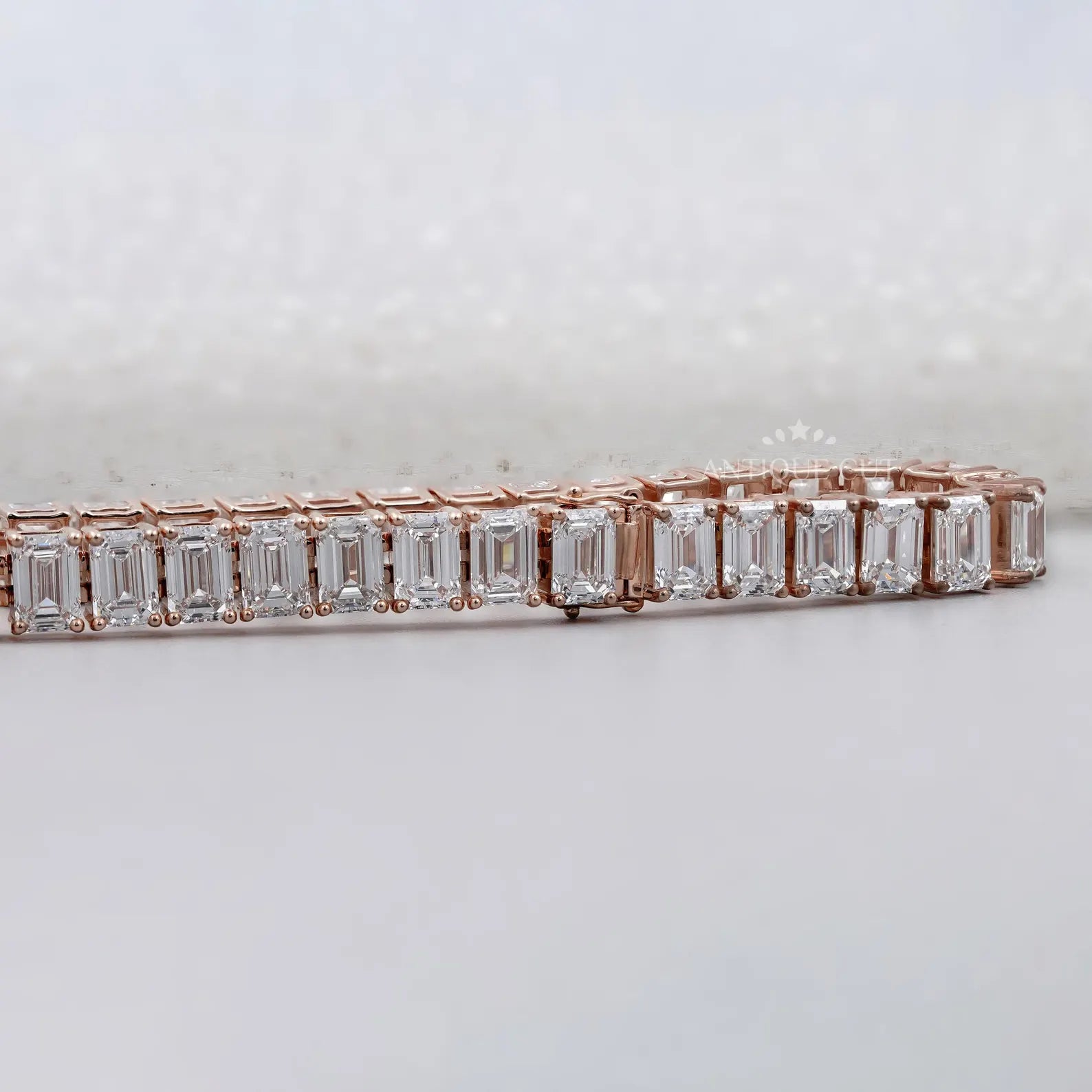 25.90 TCW Emerald Cut Lab Grown Diamond Tennis Bracelet | IGI Certified | White |Yellow |Rose Gold