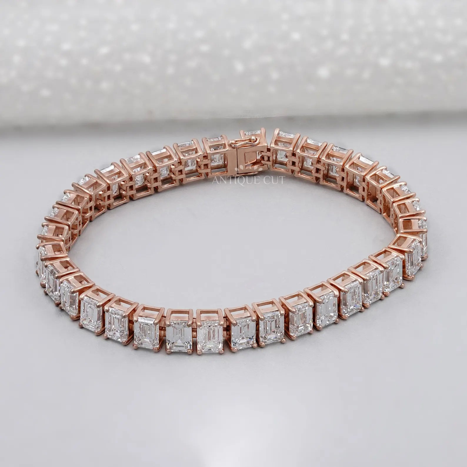 25.90 TCW Emerald Cut Lab Grown Diamond Tennis Bracelet | IGI Certified | White |Yellow |Rose Gold