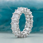 Full circle emerald cut diamond ring in white gold