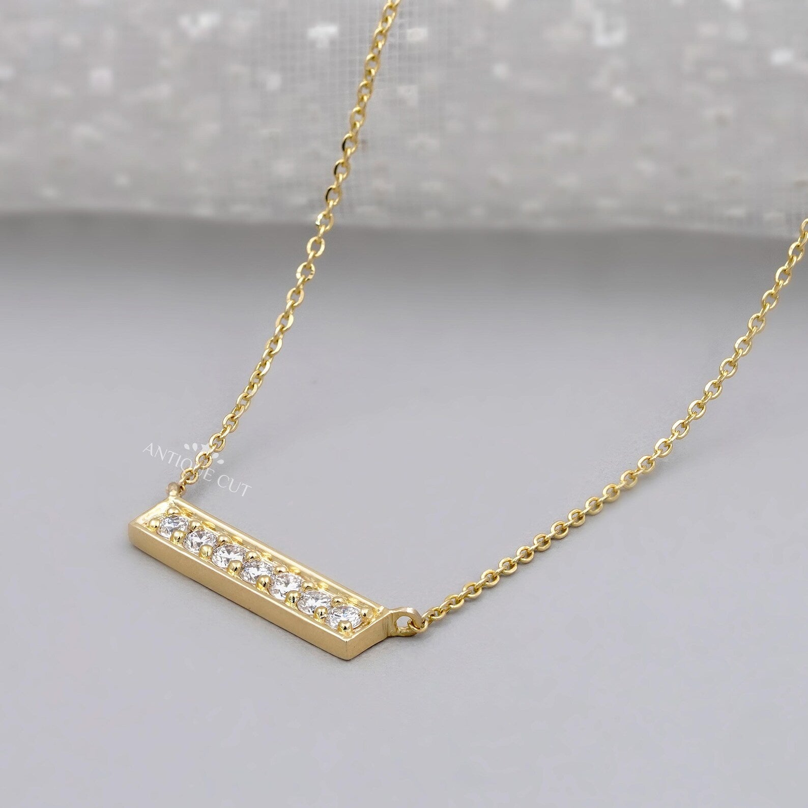 Round Cut Diamond Bar Pendant