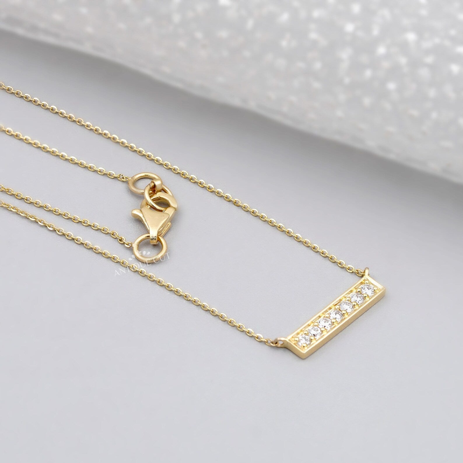 Round Cut Diamond Bar Pendant