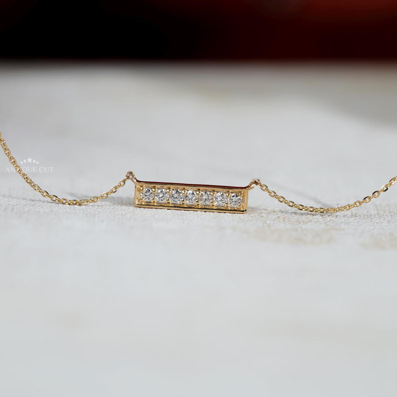 Round Cut Diamond Bar Pendant