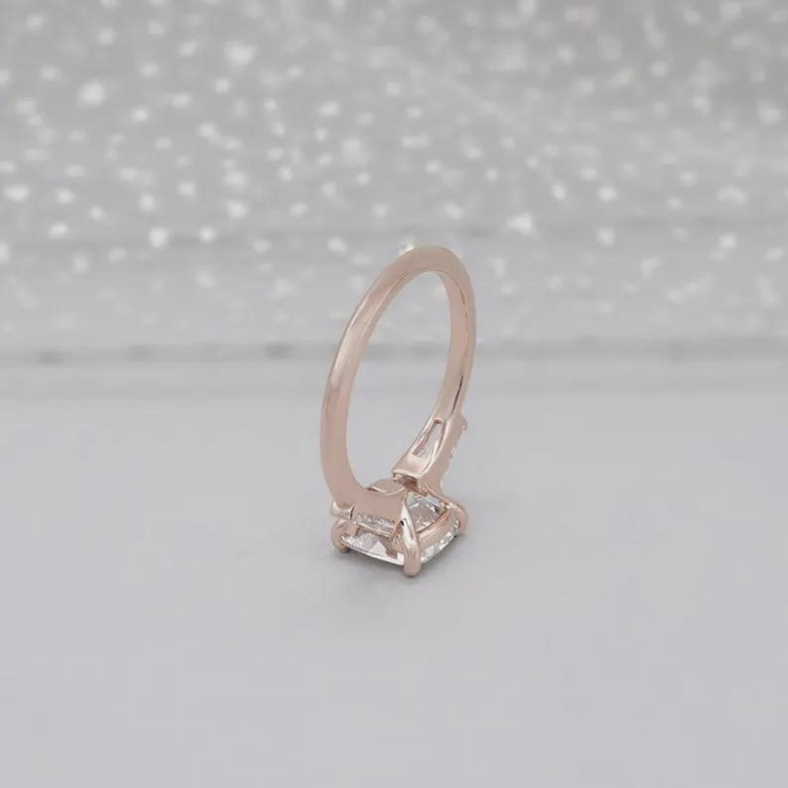 Old Mine Cushion Cut Engagement Ring With Three Stones | Yellow & Rose Gold  | IGI Certified