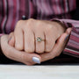 Yellow gold N letter ring with bezel set lab grown diamonds