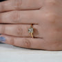 R letter ring with bezel set lab grown diamond in yellow gold by Antiquecut