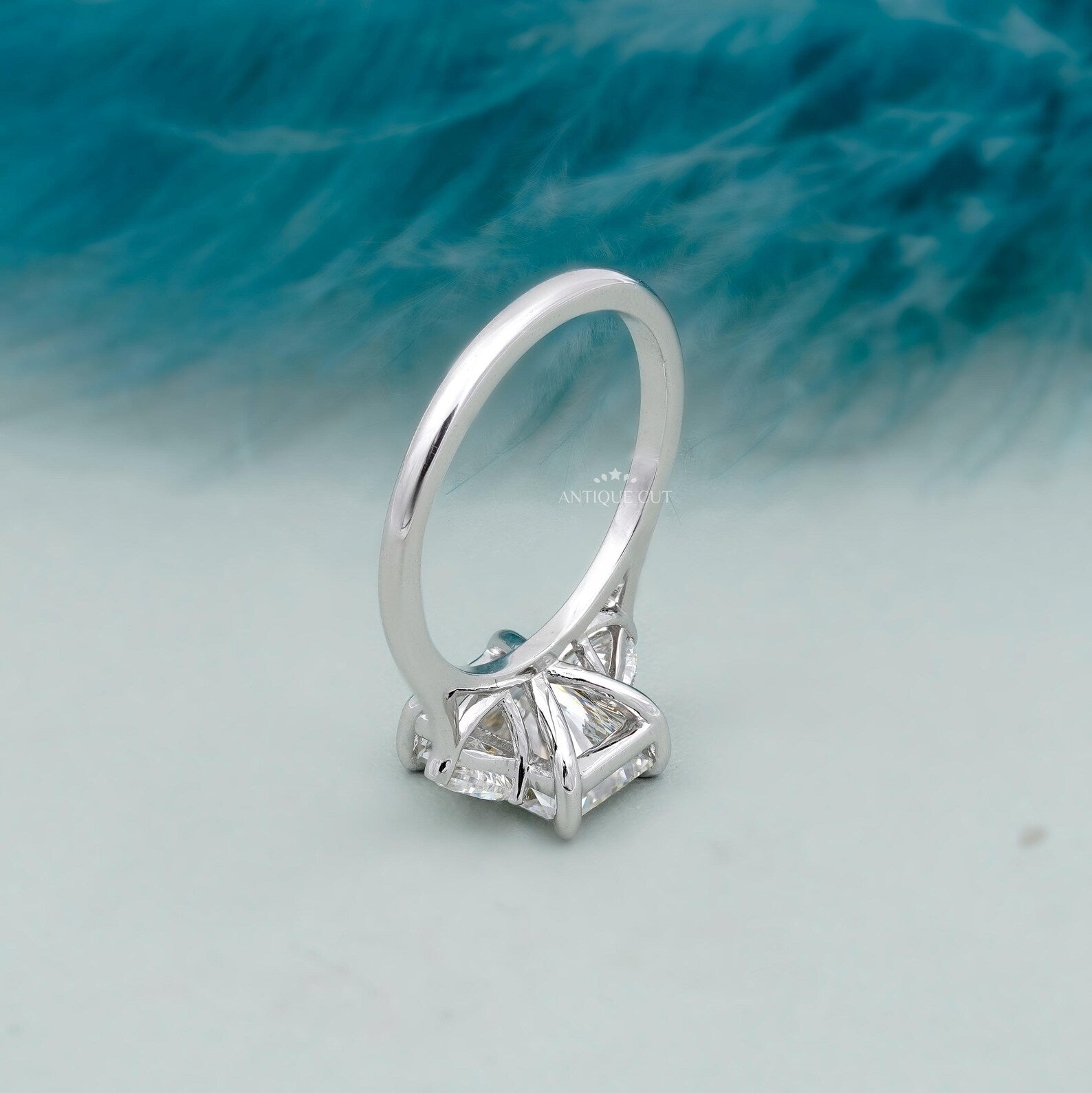 Radiant Cut Engagement Ring With Three Stone