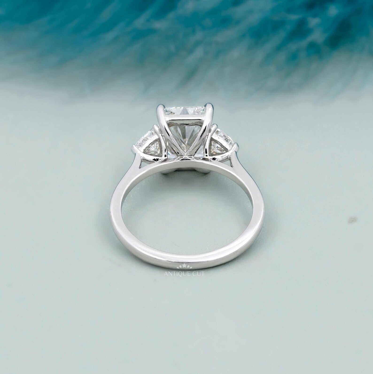 Radiant Cut Engagement Ring With Three Stone