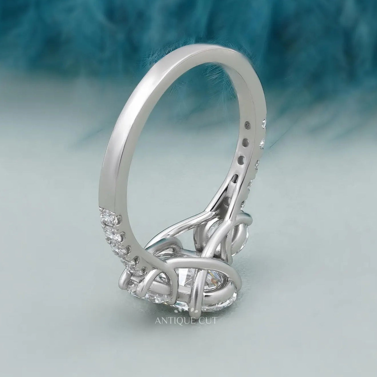 Oval Cut Diamond Ring with Pave Band