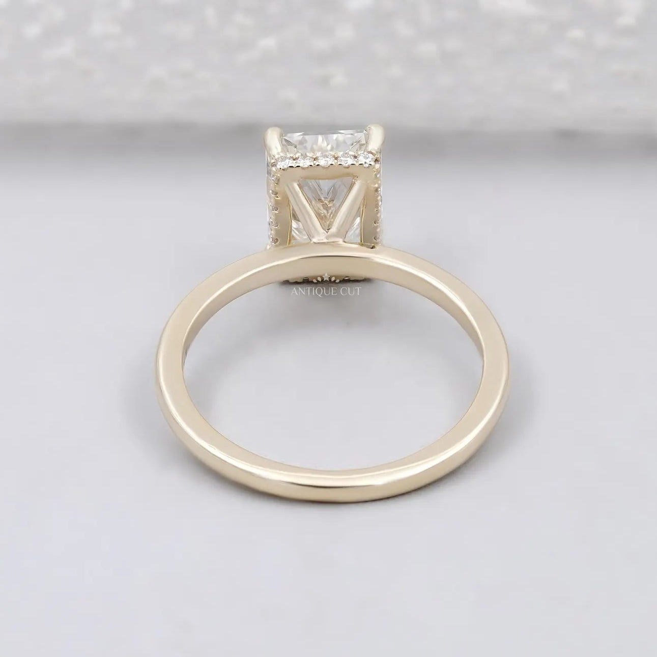 Hidden Halo Radiant Cut Diamond Solitaire Engagement Ring