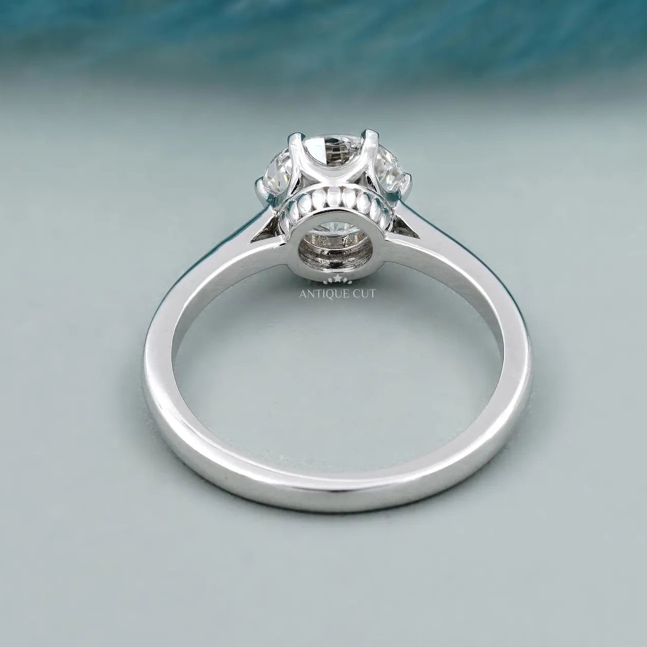Solitaire Diamond Round Cut Engagement Ring with cathedral set