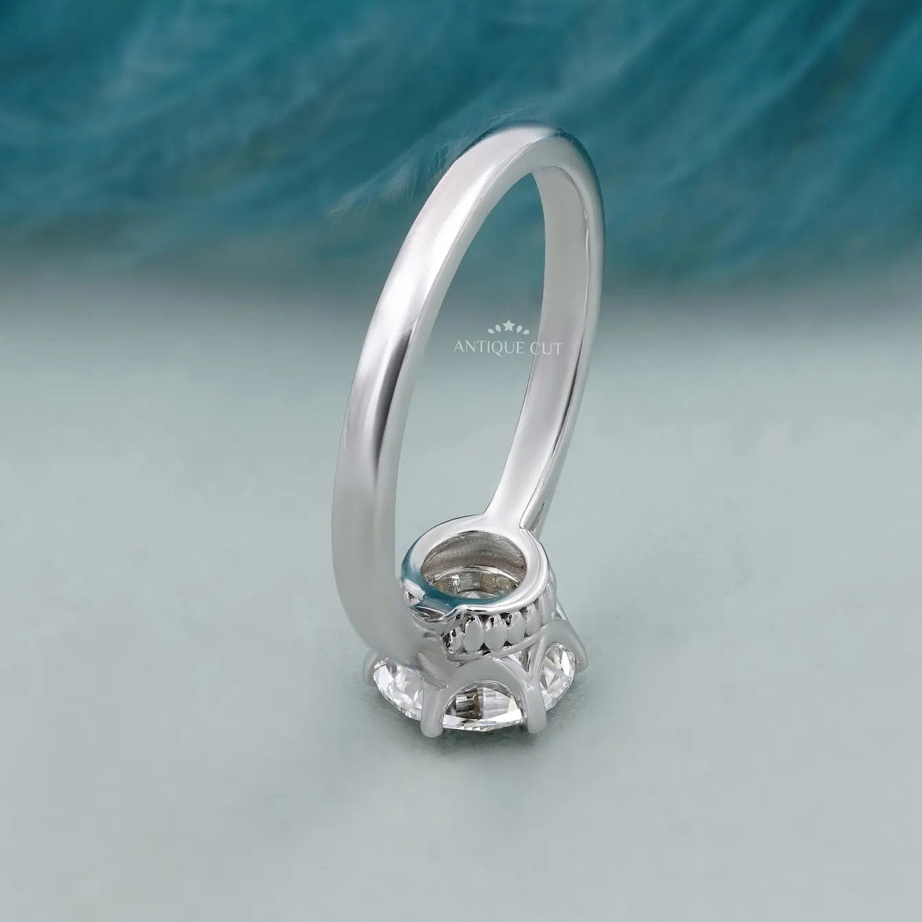 Solitaire Diamond Round Cut Engagement Ring with cathedral set