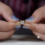 X Letter Diamond Ring with polished yellow gold band