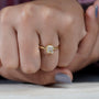 R initial diamond ring in yellow gold with bezel setting