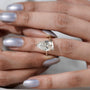 Pear shaped diamond ring with protective V prong and claw prong setting