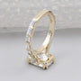 Antiquecut cushion cut engagement ring with double claw prong and pavé band