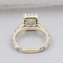 IGI certified cushion cut lab grown diamond ring with pavé yellow gold setting