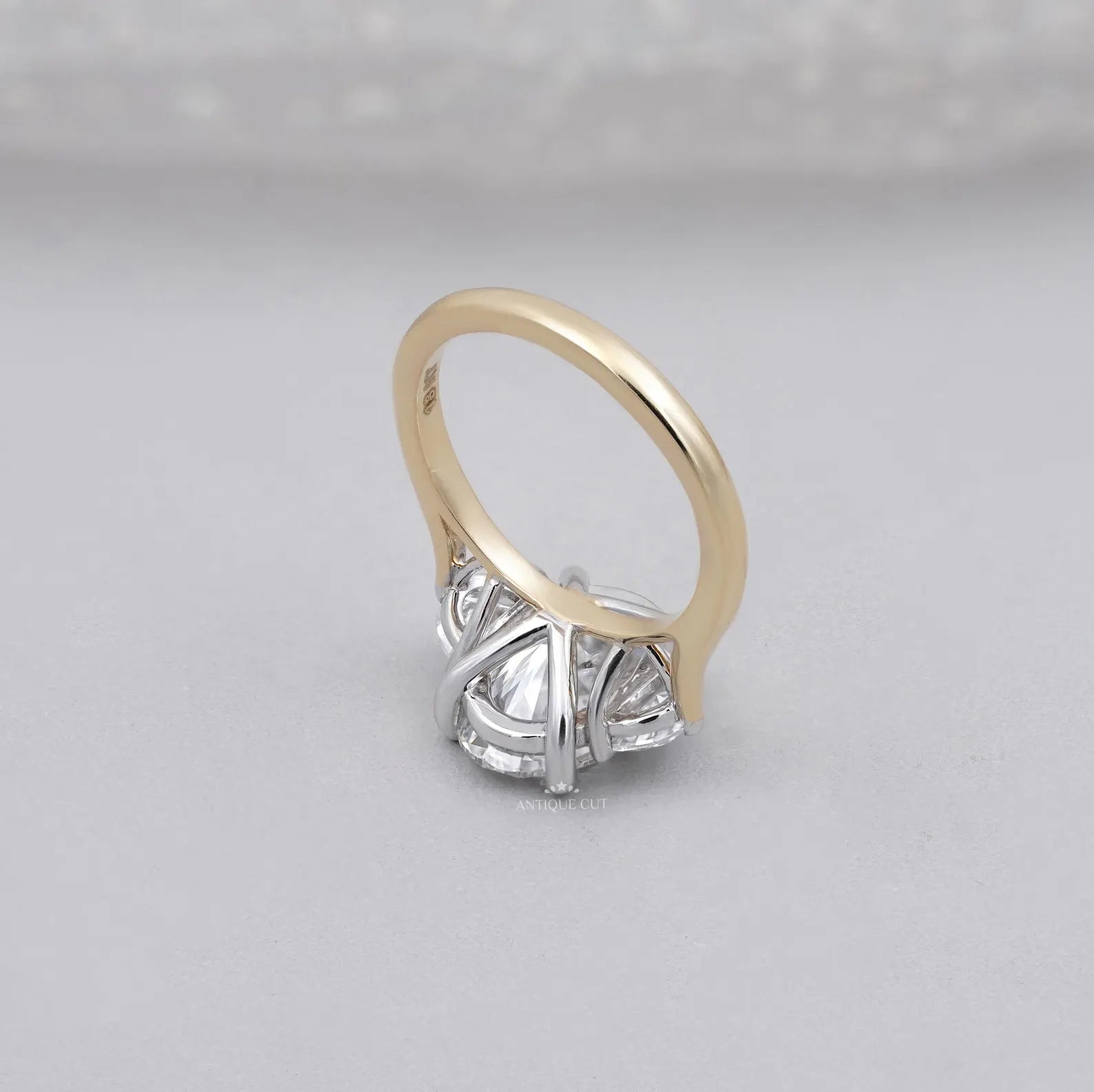 Oval Engagement Ring with Three Stone in Yellow Gold